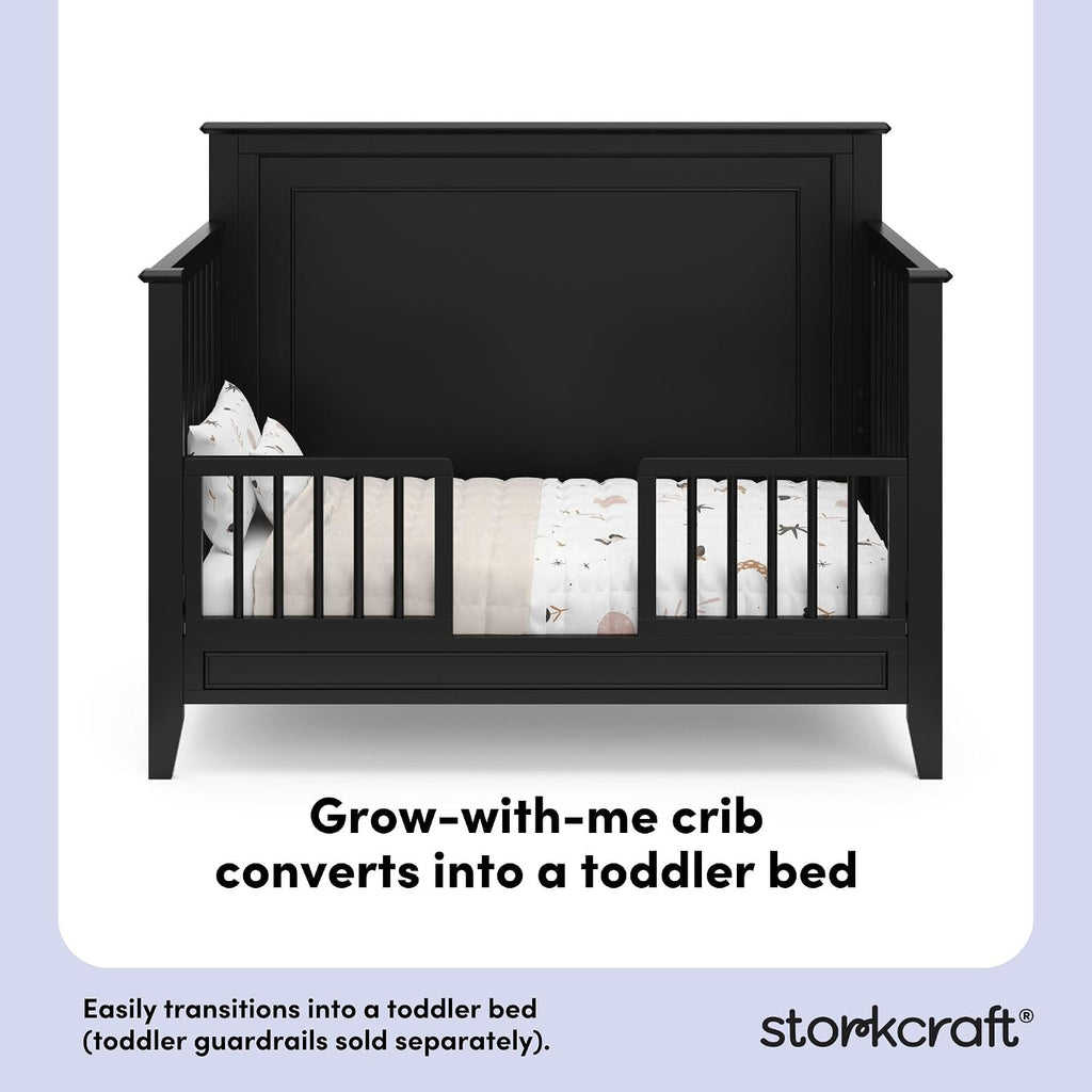 Storkcraft Solstice 5-in-1 Convertible Crib, Black