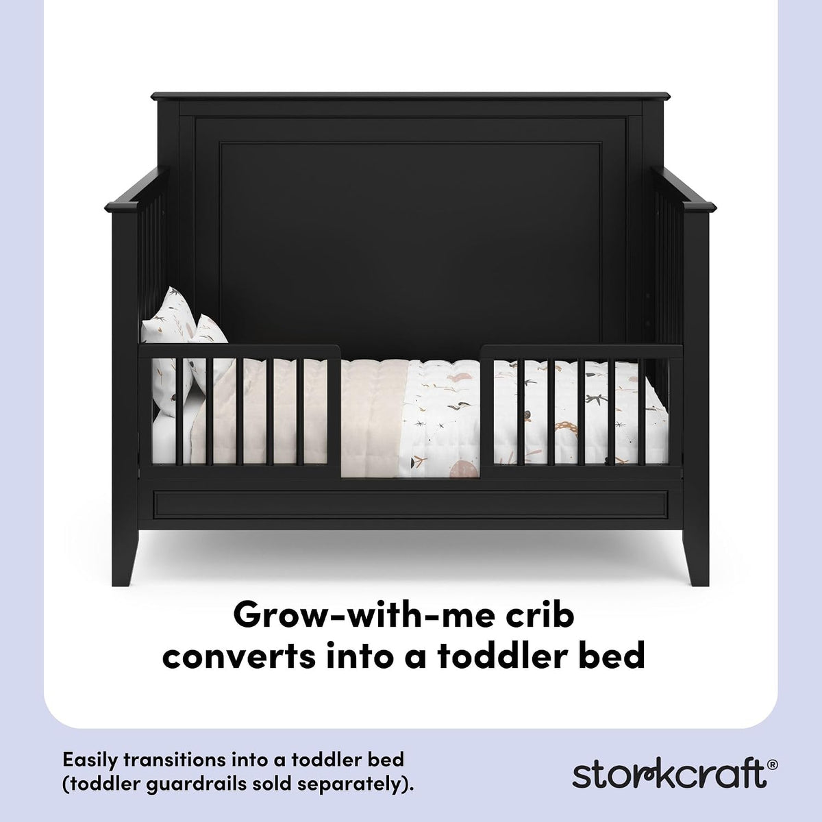 Storkcraft Solstice 5-in-1 Convertible Crib, Black