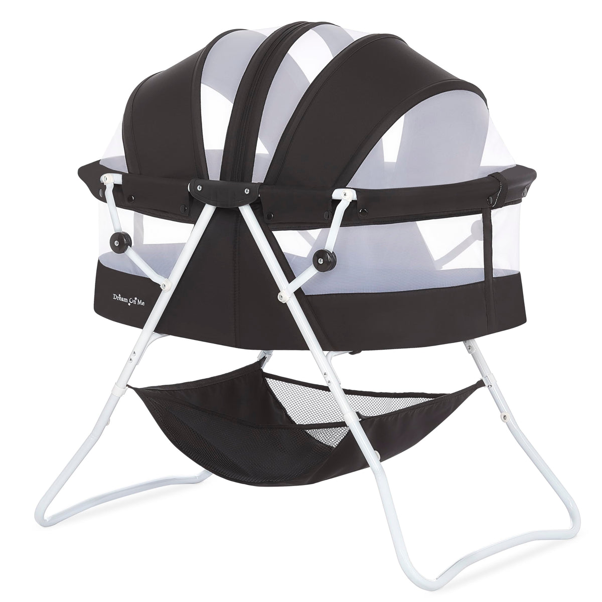 Dream On Me Karley Portable Infant Bassinet, Double Mesh Canopy, Blue/Grey