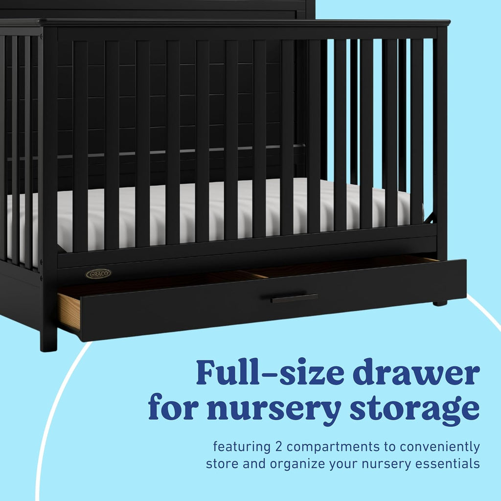 Graco Tristan 5-in-1 Convertible Crib with Drawer, Black