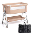 JOYMOR 3 in 1 Baby Bassinet, Bedside Bassinet for Baby, with Comfy Mattress and Wheels, 6 Height Adjustable Easy Folding Portable Bedside Crib for Newborn (Gray)