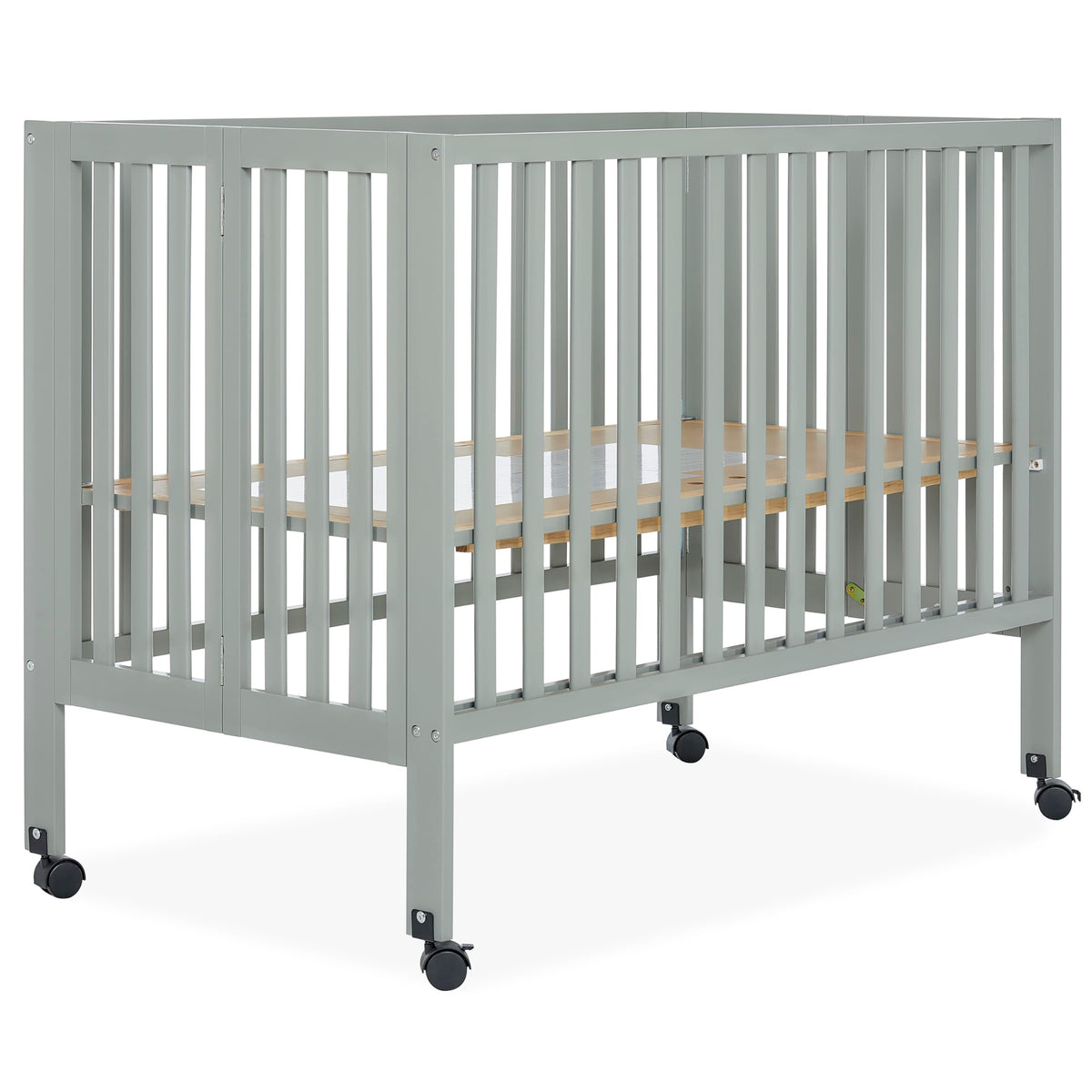 Dream On Me Quinn Full-Size Portable Baby Crib in Natural, GreenGuard Gold & JPMA, Patented Quick Fold System, Adjustable Mattress Support, Smooth Wheels, Compact Design, Safe Sleep Assurance