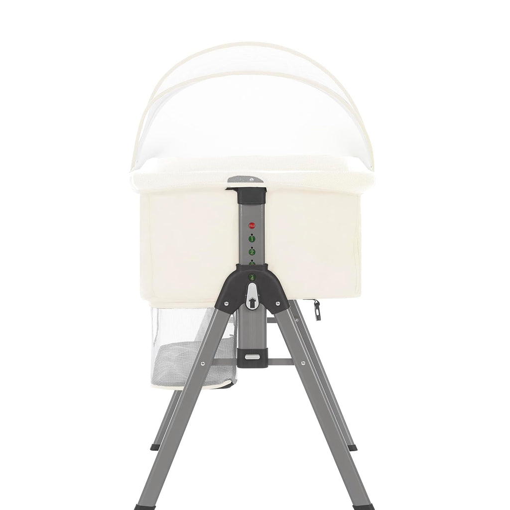 Dream On Me Lotus Bassinet and Bedside Sleeper in Ivory, Lightweight and Portable Baby Bassinet, Adjustable Height Position, Easy to Fold and Carry Travel Bassinet- Carry Bag Included Small
