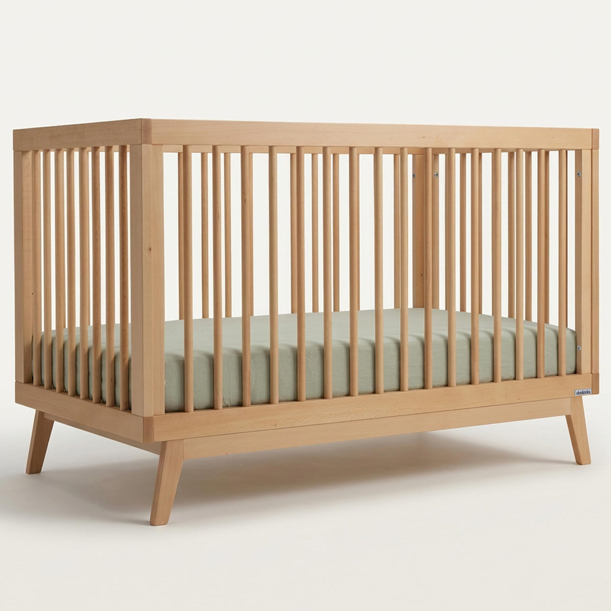 dadada Baby Soho 3-in-1 Convertible Wood Crib Bed, Made in Italy, Walnut