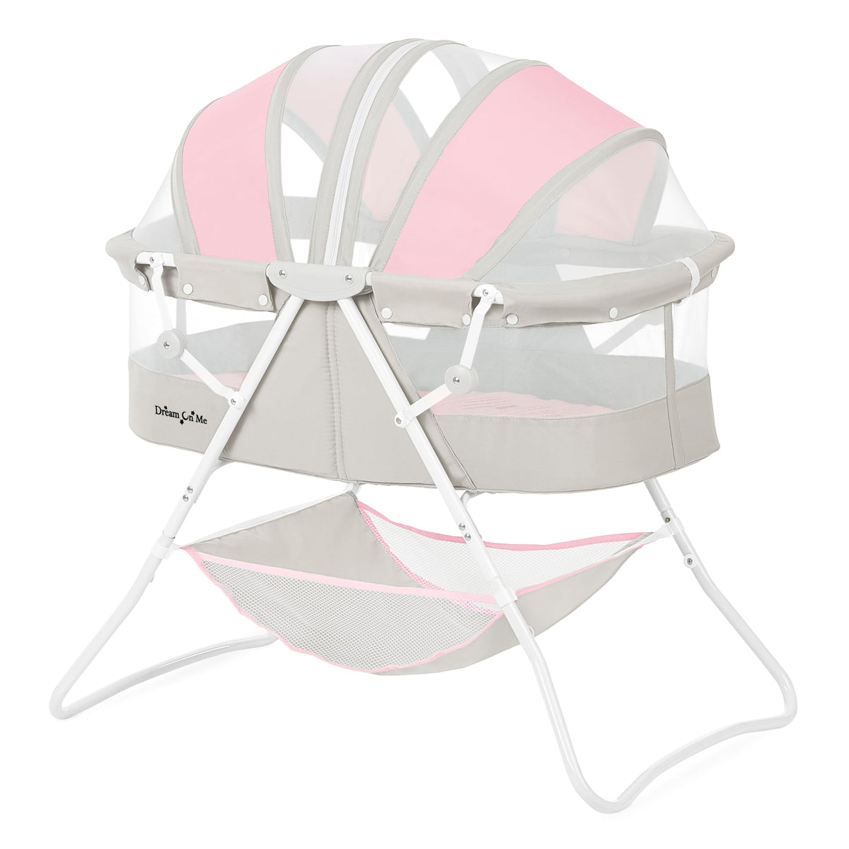 Dream On Me Karley Portable Infant Bassinet, Double Mesh Canopy, Blue/Grey