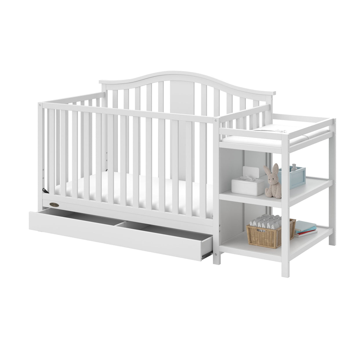 Graco Solano 4-in-1 Convertible Crib with Drawer, Pebble Gray