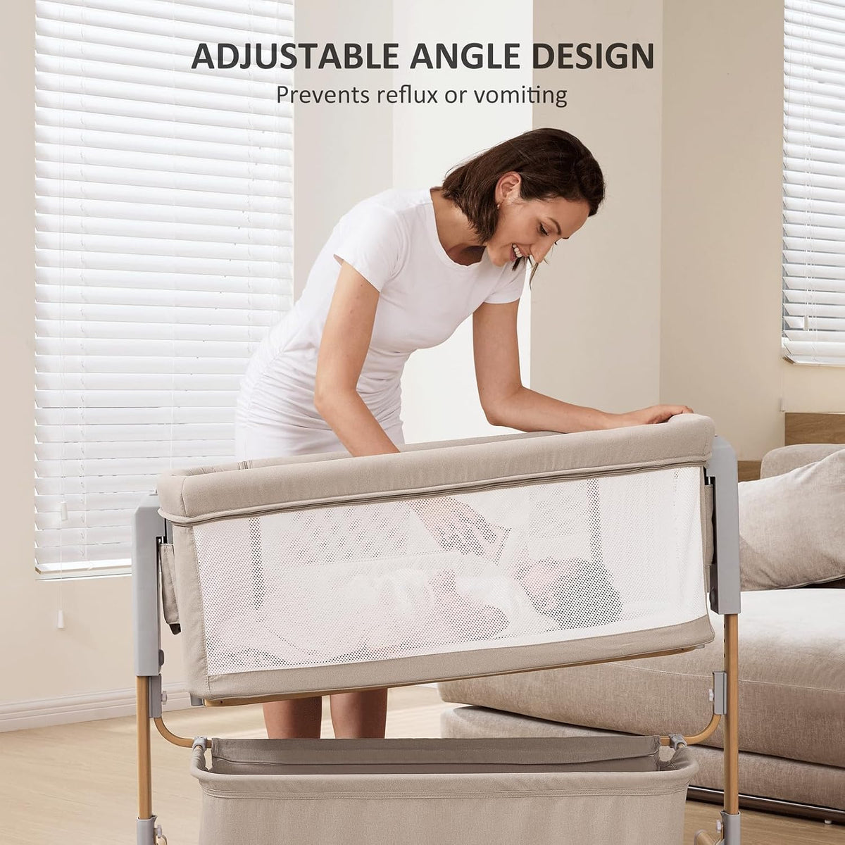 3-in-1 Baby Bassinet, Bedside Sleeper & Rocking Bassinet for Newborn