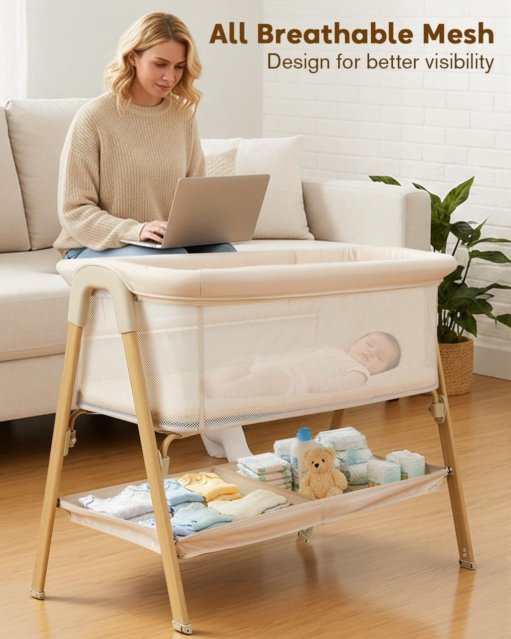 Baby Bassinet, Bedside Bassinet for Baby