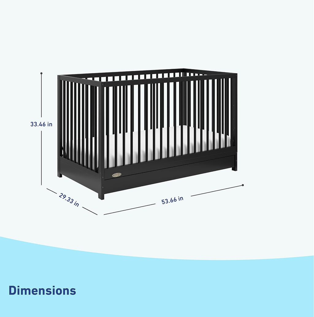 Graco Teddi 5-in-1 Convertible Crib with Drawer, Black