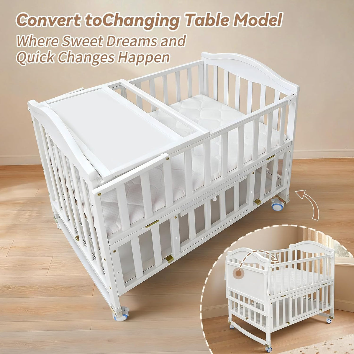 Flwrgirl Portable Mini Baby Crib,Cunas para Bebes with Shelf & Rack