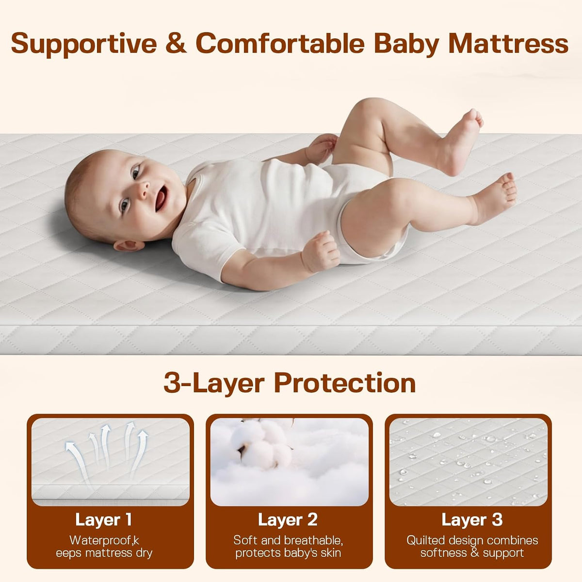 3-in-1 Baby Bassinet, Bedside Bassinet with Rocking Mode for Newborns