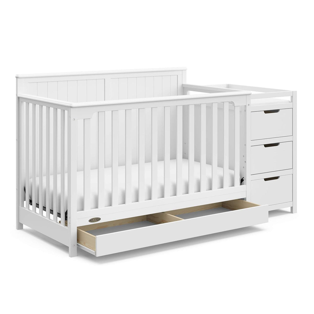 Graco Hadley 5-in-1 Convertible Crib & Changer, White