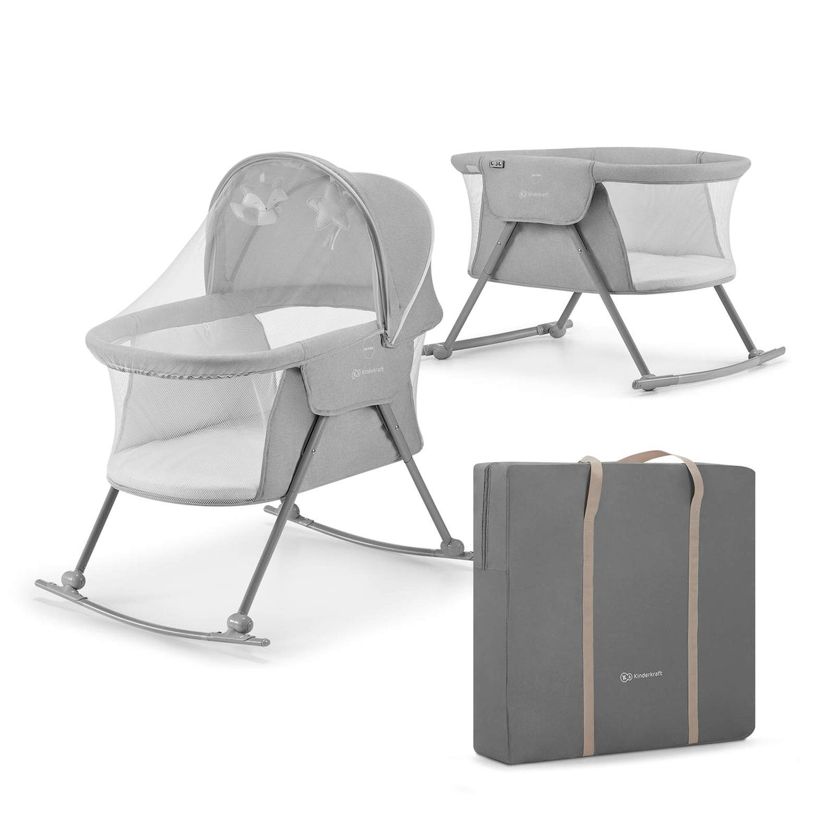 Kinderkraft LOVI Travel Bassinet for Baby, Beige