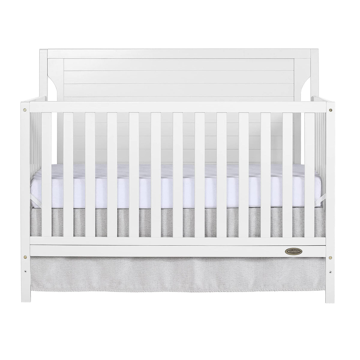 Dream On Me Cape Cod 5-In-1 Convertible Crib In Pebble Grey, Greenguard Gold And JPMA Certified, Built Of Sustainable New Zealand Pinewood, 3 Mattress Height Positions