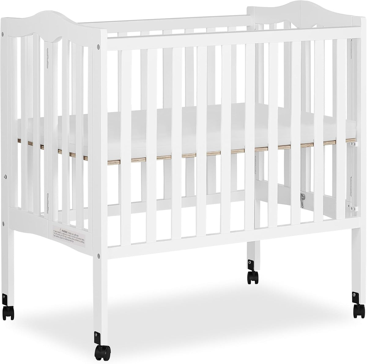 Dream On Me 2-In-1 Lightweight Folding Portable Stationary Side Crib In White, Greenguard Gold Certified, Baby Crib To Playpen, Folds Flat For Storage, Locking Wheels