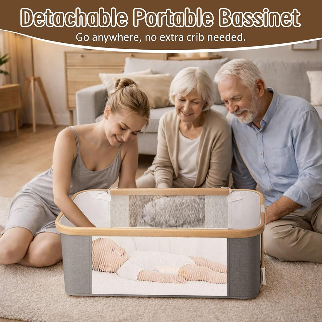 Rocking Baby Bassinet Bedside Sleeper, Detachable Portable Bassinet