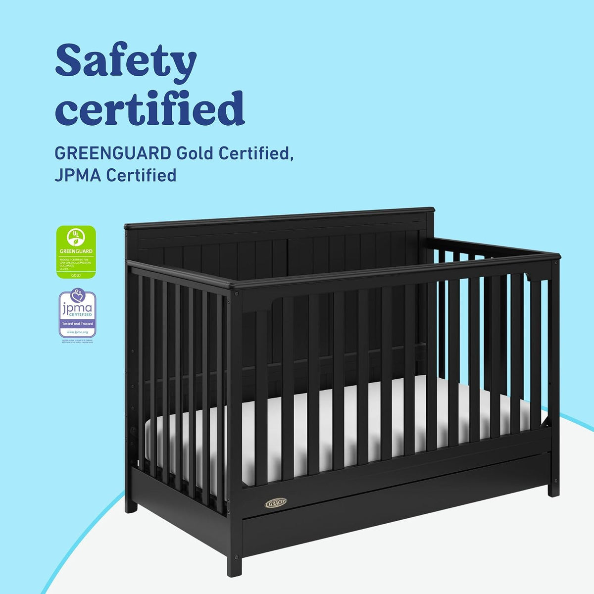 Graco Hadley 5-in-1 Convertible Crib with Drawer, Black