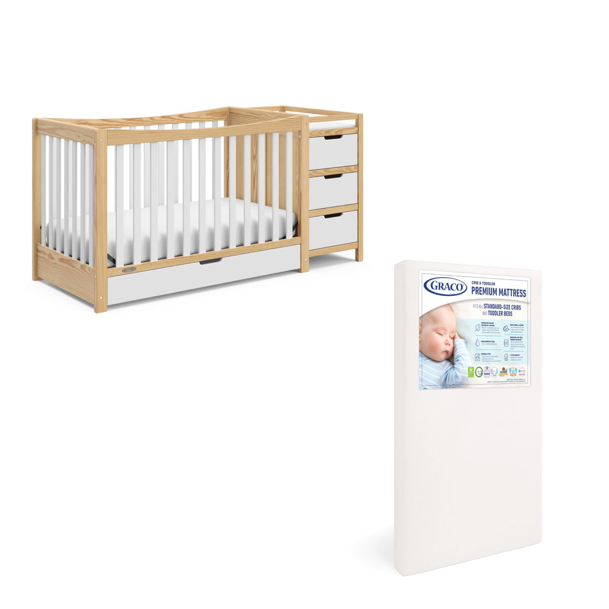Graco Remi 4-in-1 Convertible Crib & Changer, White