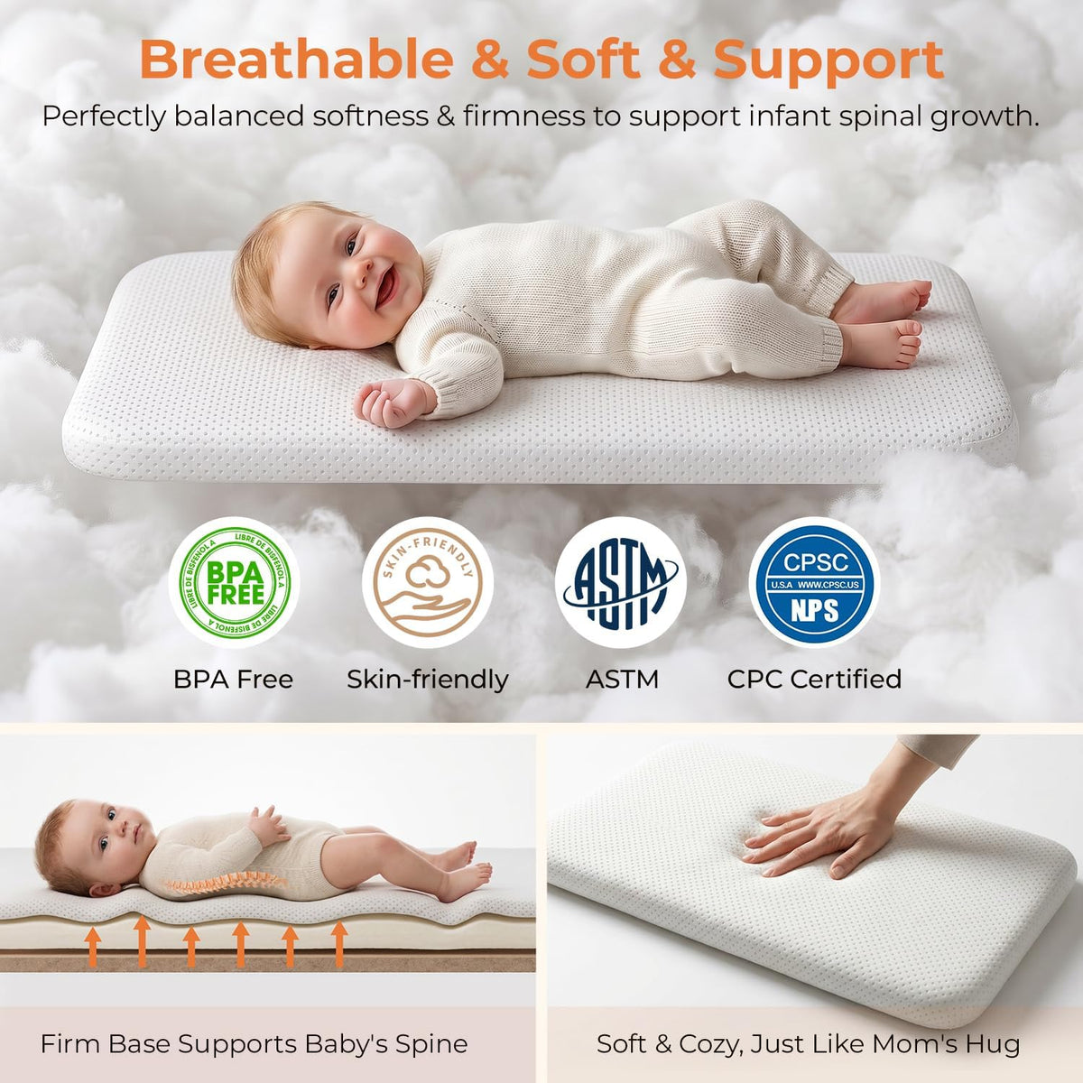 Pamo babe Bedside Bassinet for Baby, 3-in-1 Foldable Travel Bassinet with Wheels, Portable Baby Bassinet Adjustable Height, Storage Bag, Baby Bedside Sleeper Ideal Gift for Newborn Parents (Beige)