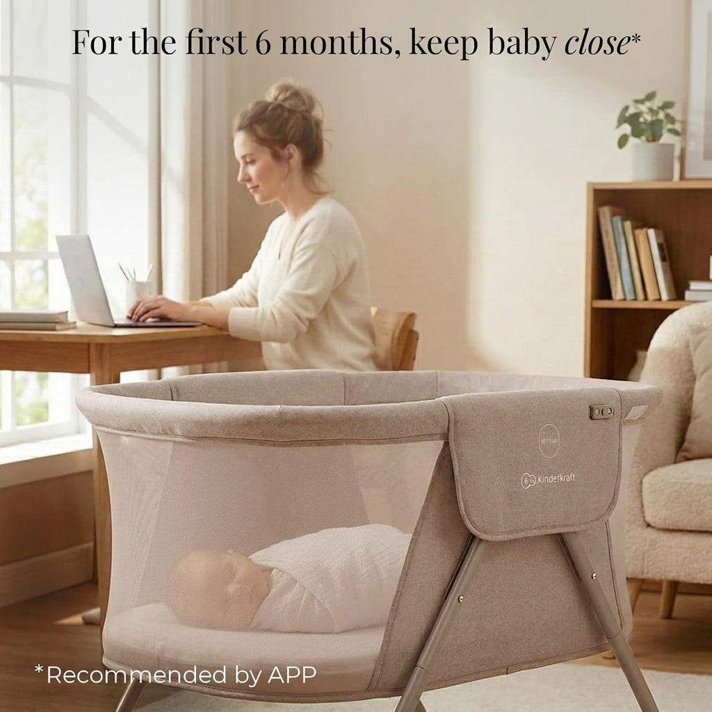 Kinderkraft LOVI Travel Bassinet for Baby, Beige