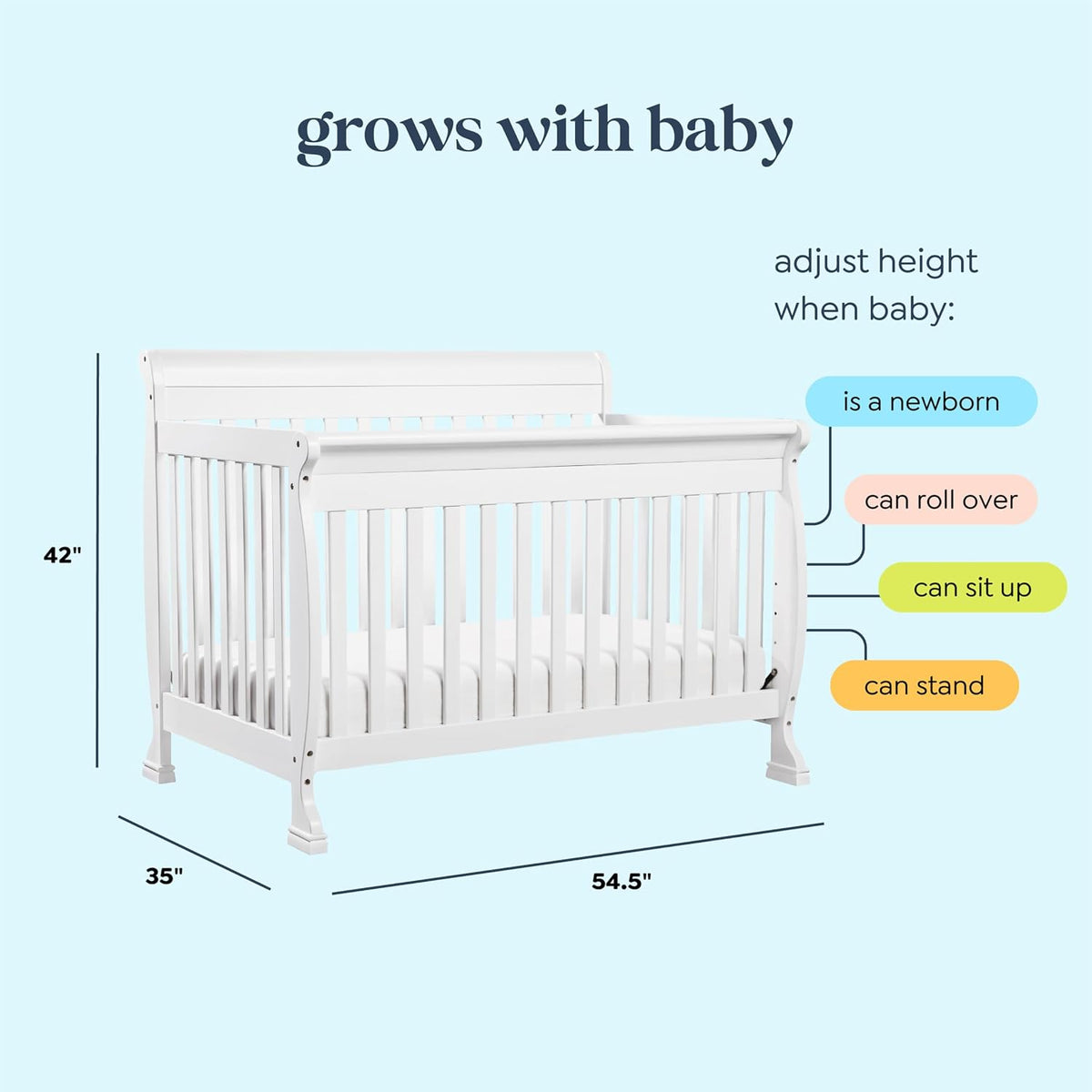 DaVinci Kalani 4-in-1 Convertible Crib in White, Greenguard Gold Certified
