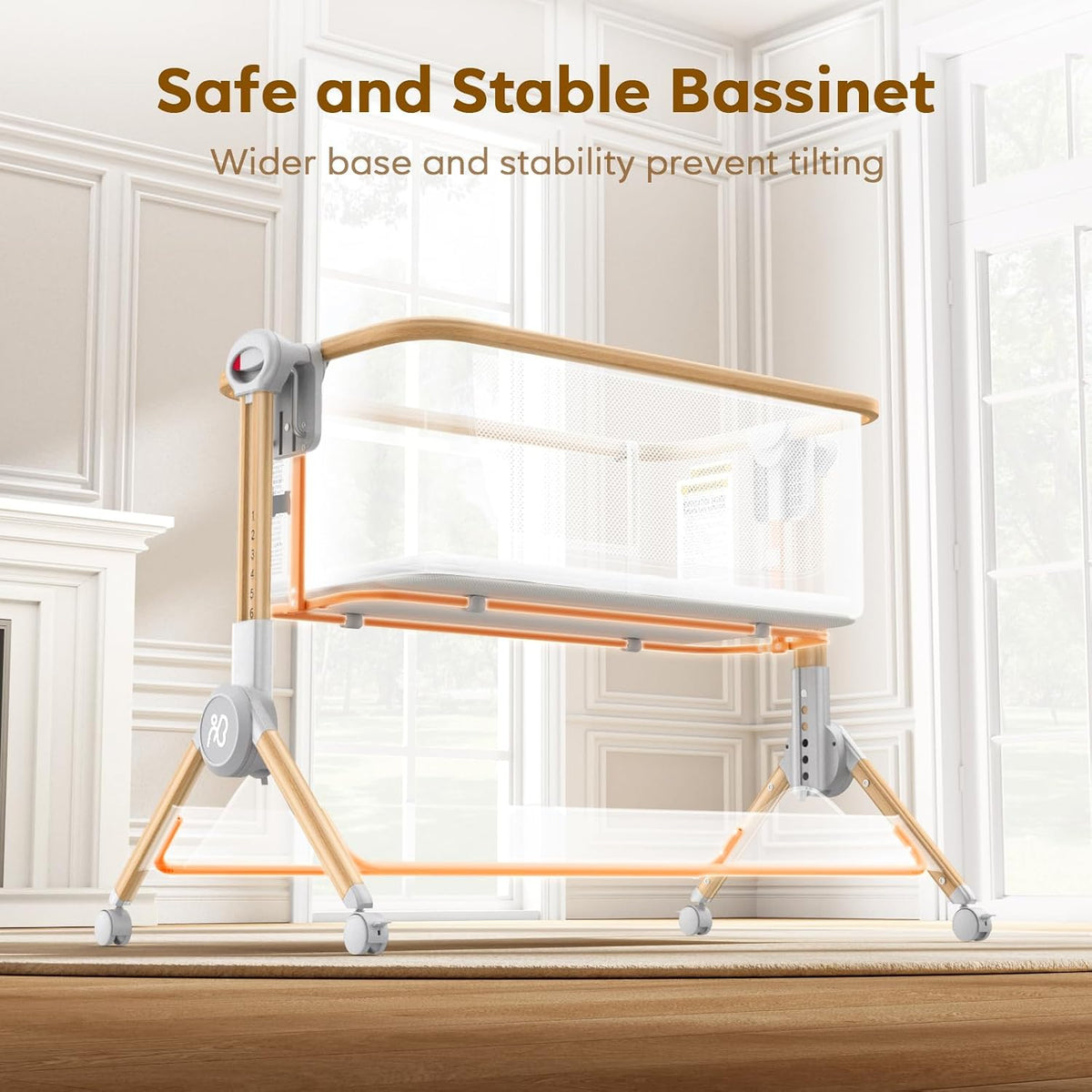 ANGELBLISS Baby Bassinet, One-Click Folding Bedside Bassinet with Carry Bag