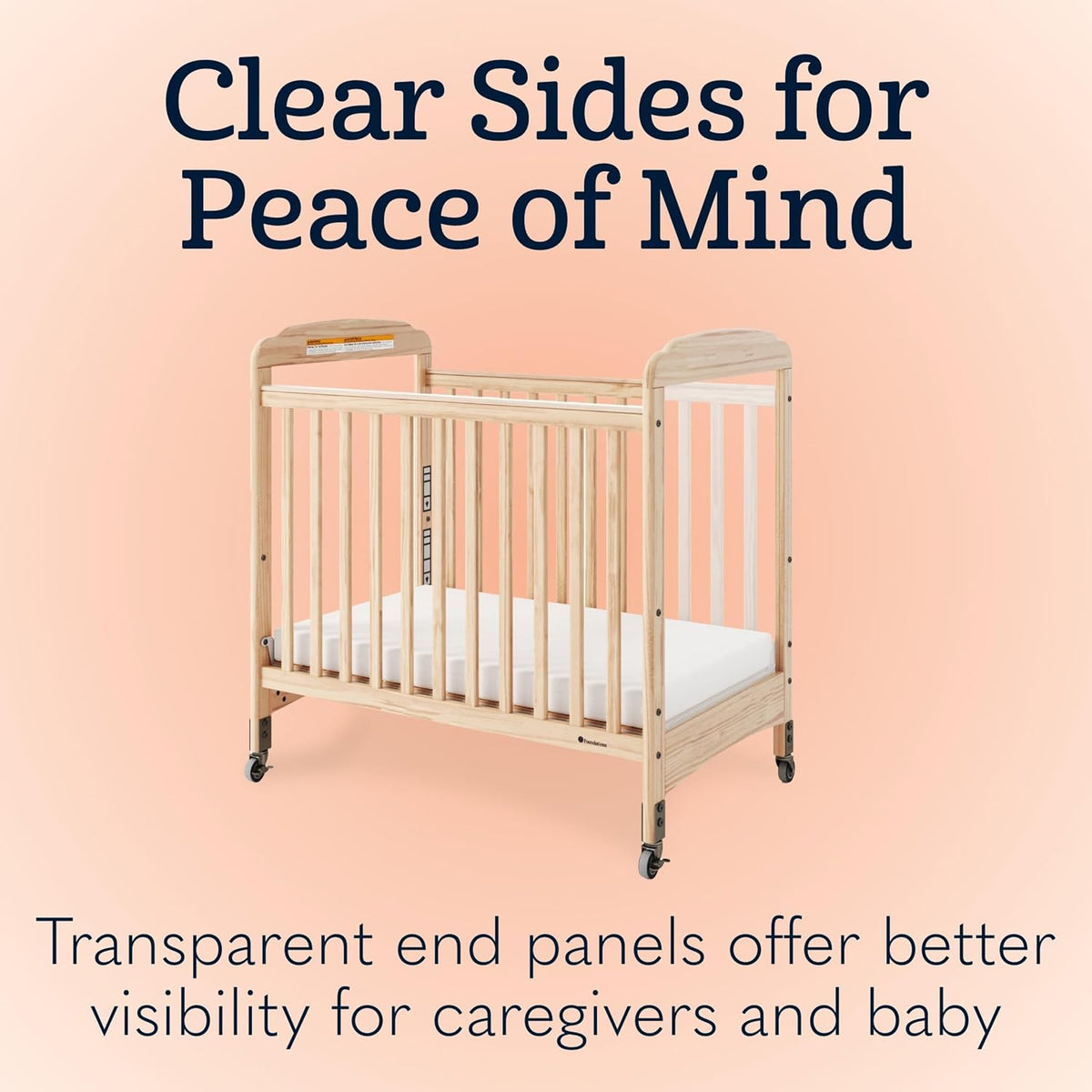 Foundations Serenity Compact Clearview Fixed Side Daycare Crib, White