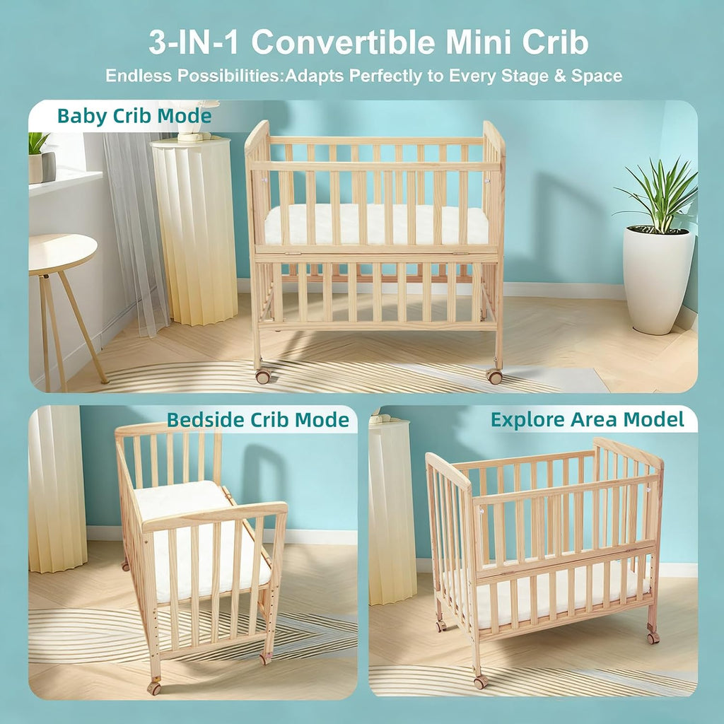 Flwrgirl Bedside Mini Baby Crib,Portable Cunas para Bebes