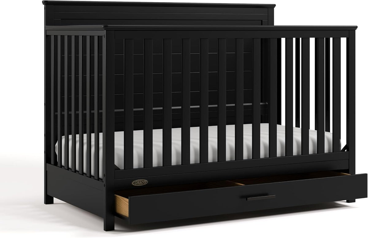 Graco Tristan 5-in-1 Convertible Crib with Drawer, Black