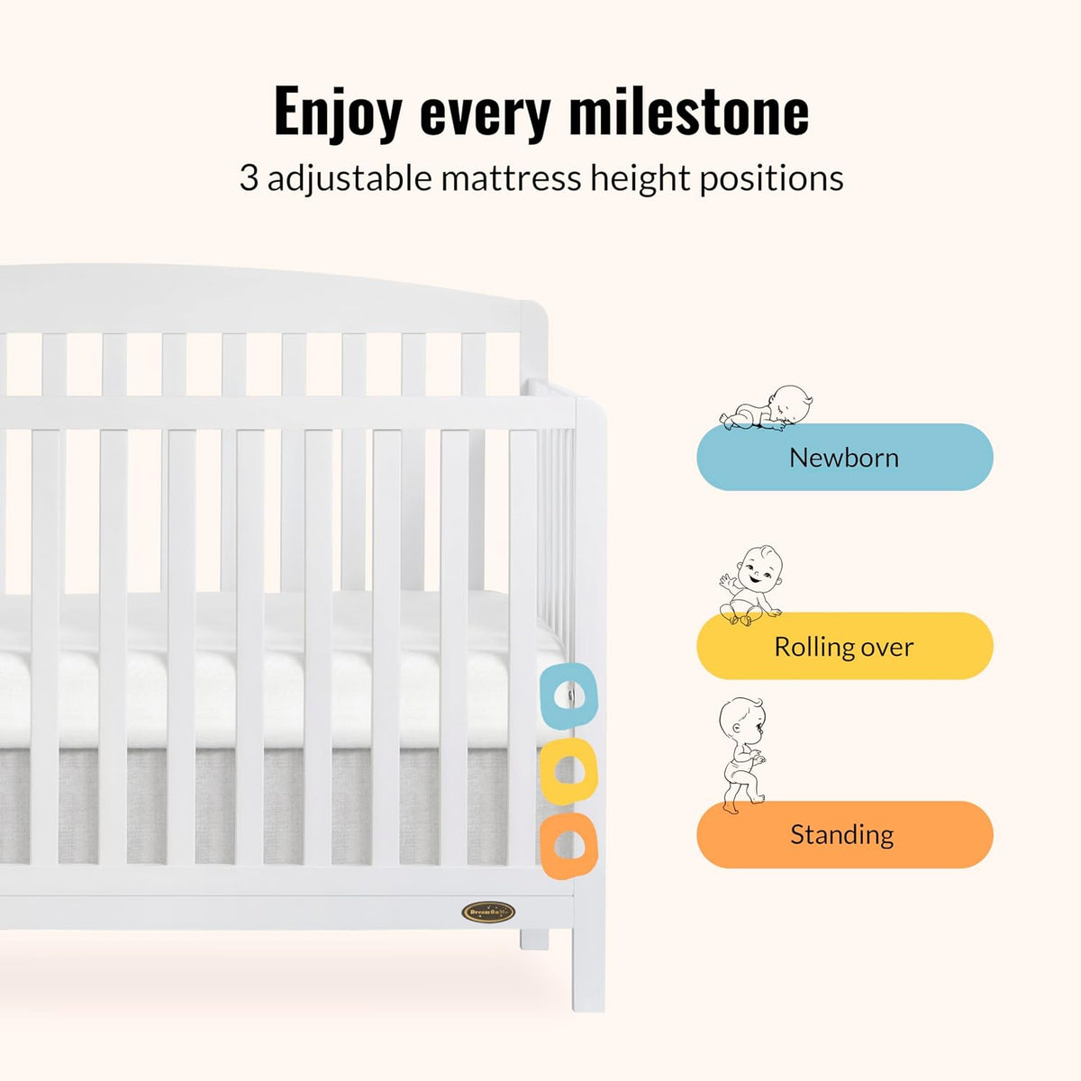 Dream On Me Odelle 5-in-1 Convertible Full Size Baby Crib, GREENGUARD Gold