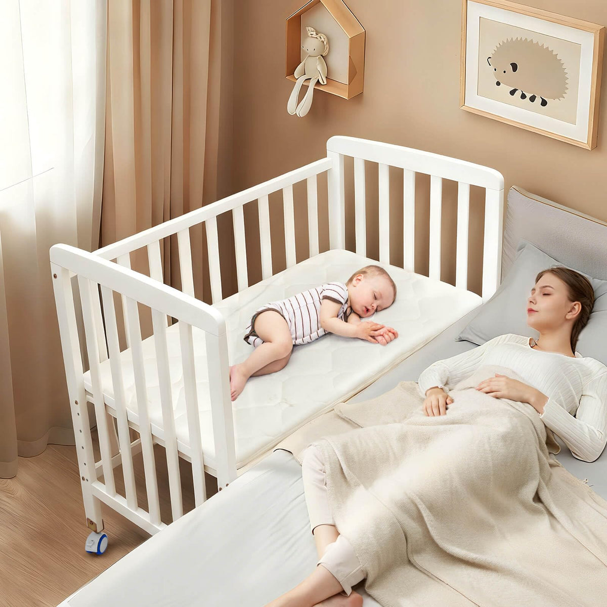 Flwrgirl Baby Bassinet Bedside Sleeper,Portable Mini Baby Crib