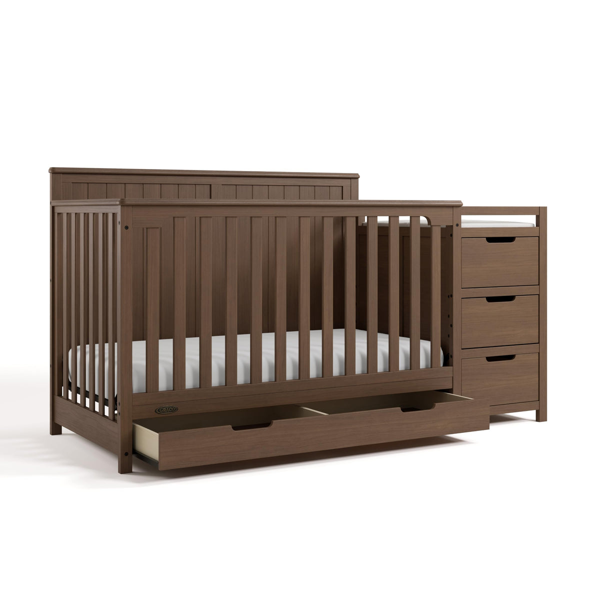 Graco Hadley 5-in-1 Convertible Crib & Changer, White