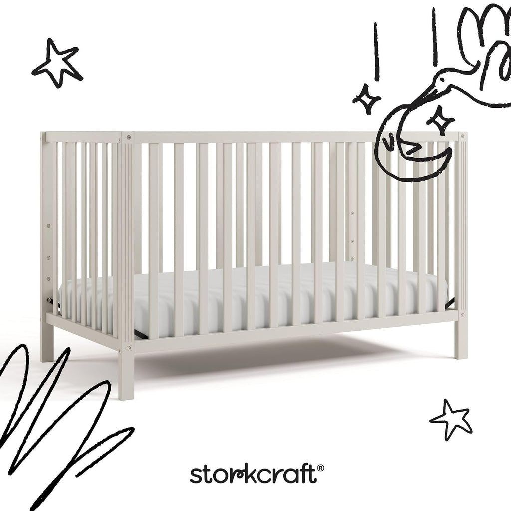 Storkcraft Morningside 5-in-1 Convertible Crib, Frosted Oat