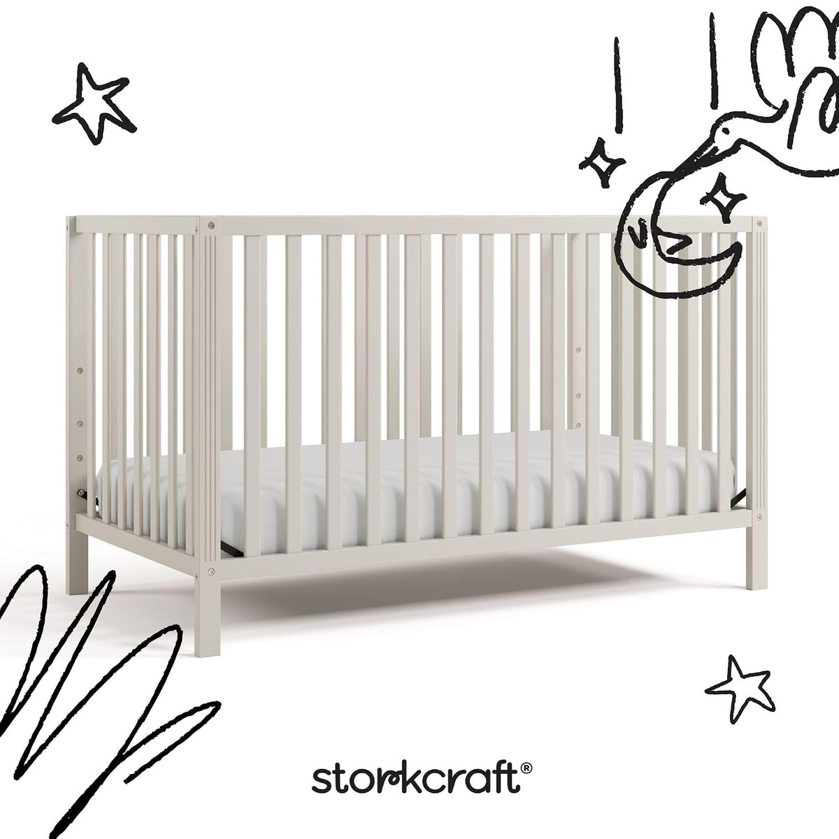 Storkcraft Morningside 5-in-1 Convertible Crib, Frosted Oat