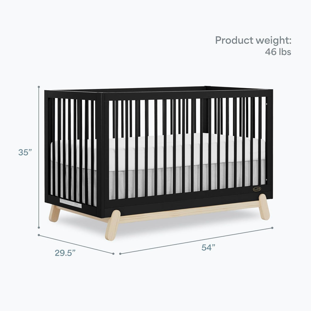 Dream On Me Hygge 5-in-1 Convertible Full-Size Baby Crib, Matte Black Oak