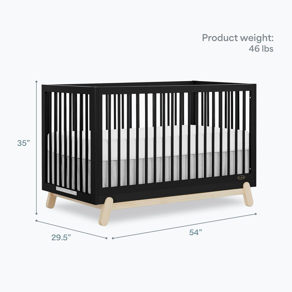 Dream On Me Hygge 5-in-1 Convertible Full-Size Baby Crib, Matte Black Oak