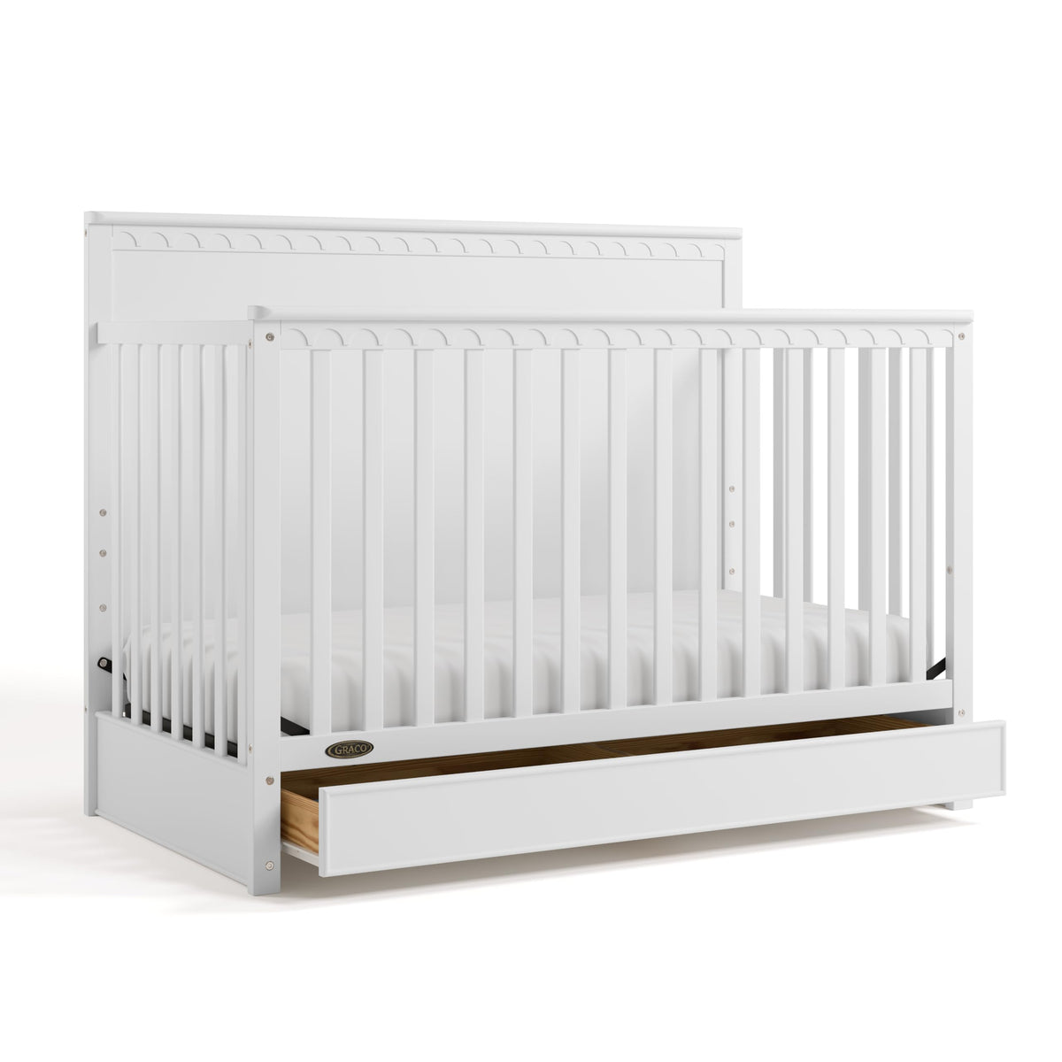 Graco Sasha 5-in-1 Convertible Crib with Drawer (Hazelnut) – GREENGUARD Gold Certified Wood Crib, Converts to Toddler Bed, Daybed, Full-Size Bed, Stylish Classic Design