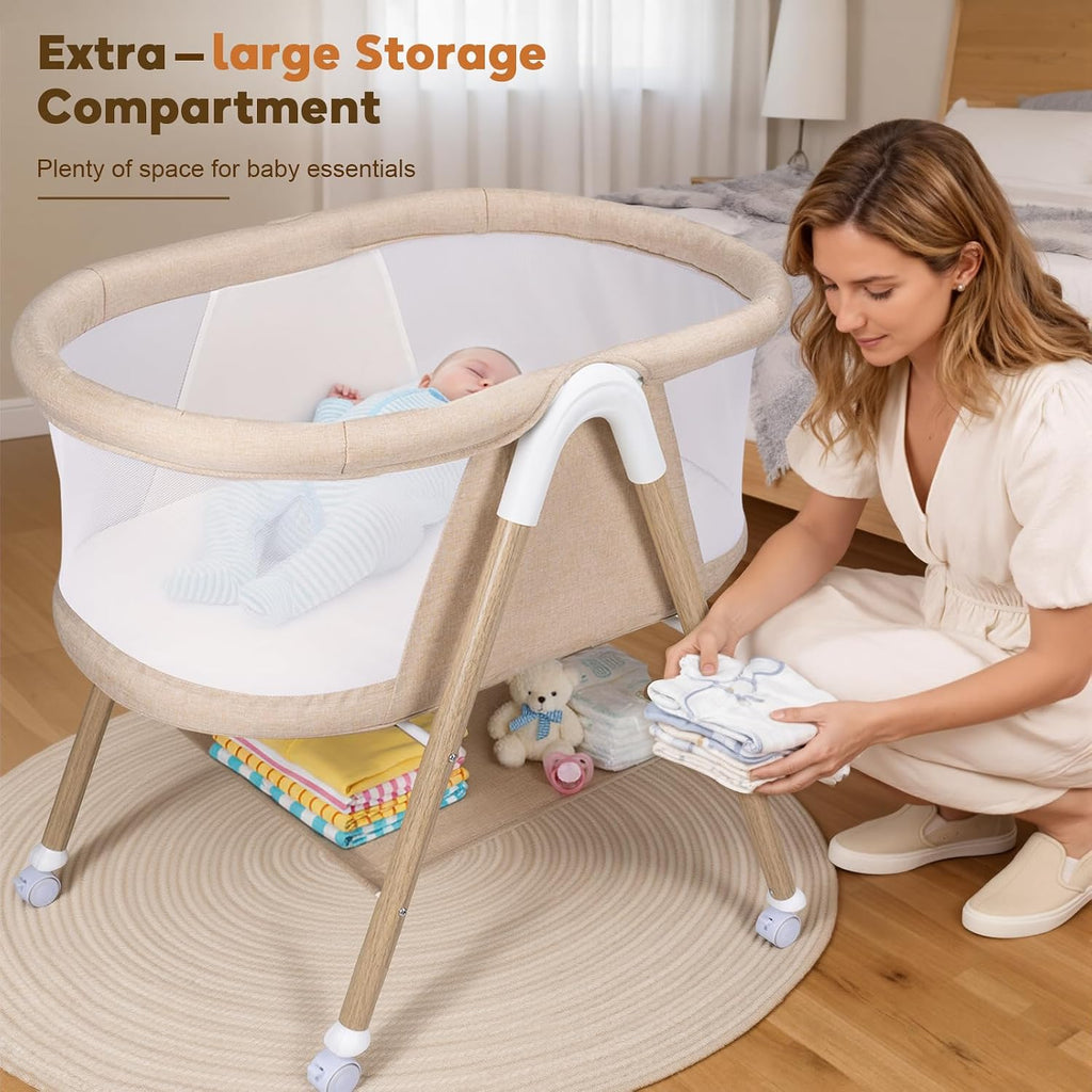 Uuoeebb Baby Bassinet, Upgrade Breathable Mesh Bedside Bassinet for Baby