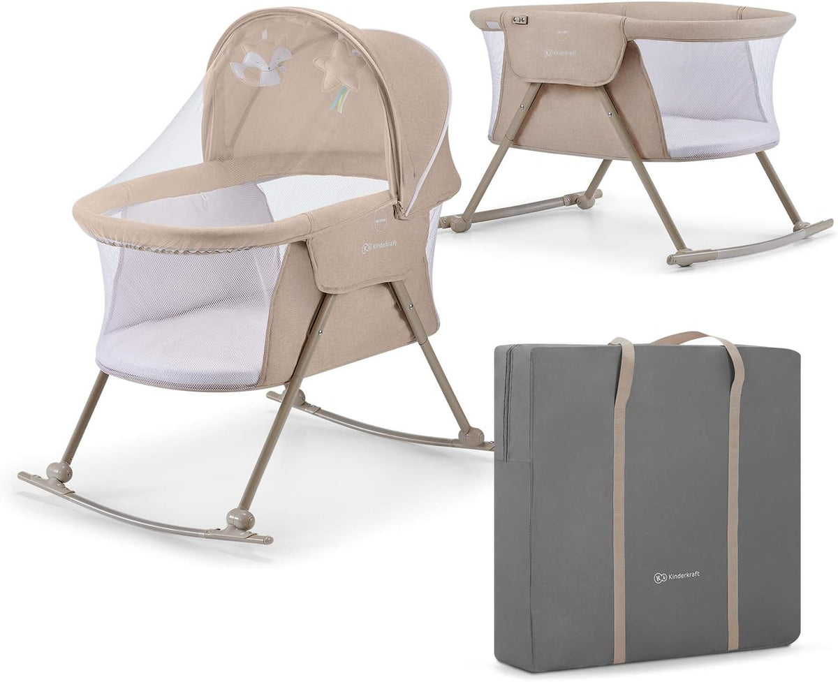 Kinderkraft LOVI Travel Bassinet for Baby, Beige