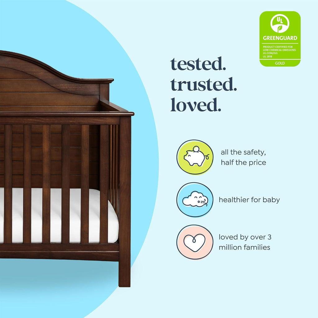 Carter's by DaVinci Nolan 4-in-1 Convertible Crib in Espresso, Greenguard Gold Certified, 57.5x30.8x47 Inch (Pack of 1)