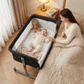 3 in 1 Baby Bassinet Bedside Sleeper, Adjustable Portable Crib with Wheels
