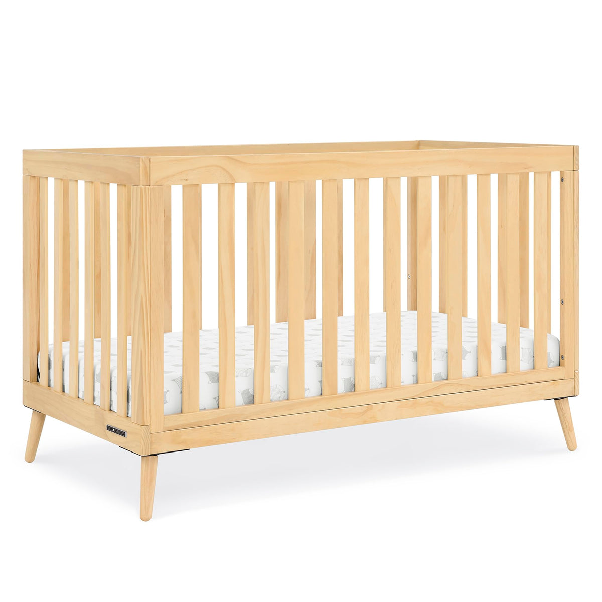 Delta Children Essex 4-in-1 Convertible Baby Crib, Bianca White with Natural Legs