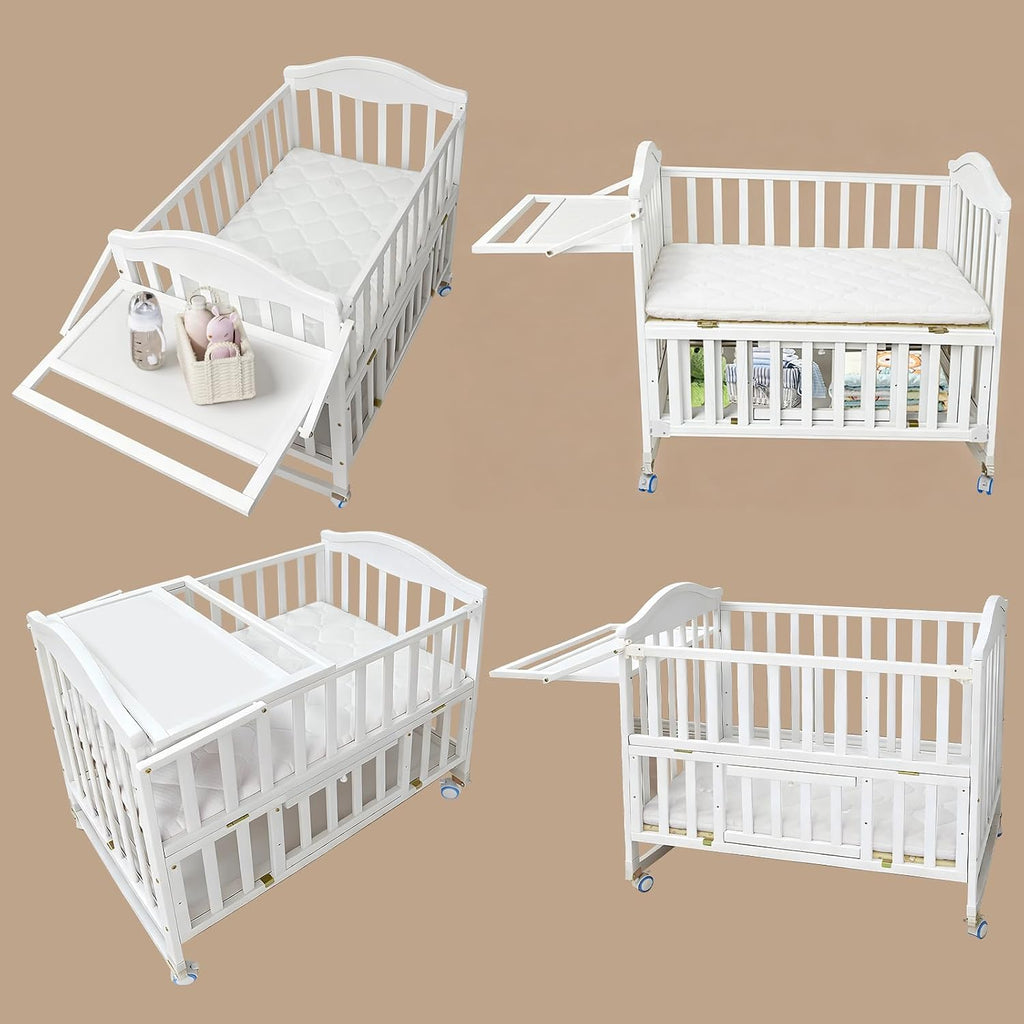 Flwrgirl Portable Mini Baby Crib,Cunas para Bebes with Shelf & Rack