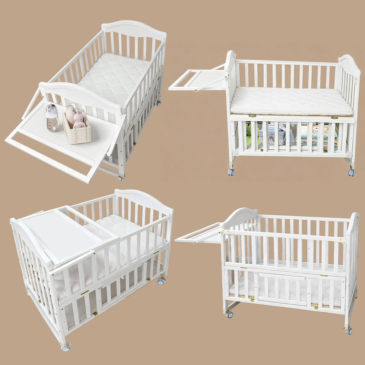 Flwrgirl Portable Mini Baby Crib,Cunas para Bebes with Shelf & Rack