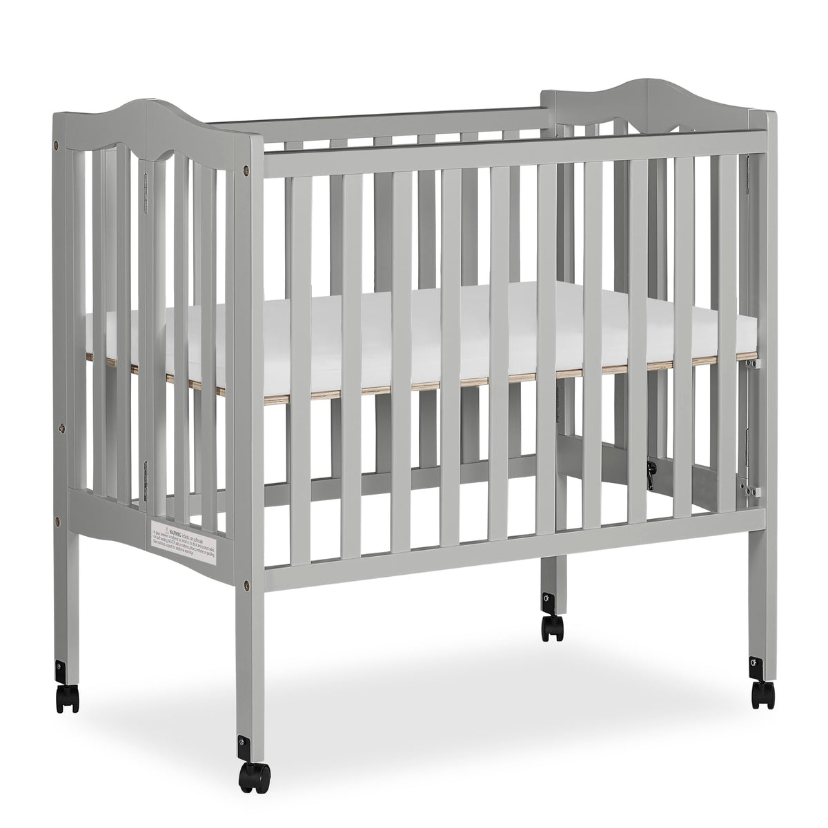 Dream On Me 2-In-1 Lightweight Folding Portable Stationary Side Crib In White, Greenguard Gold Certified, Baby Crib To Playpen, Folds Flat For Storage, Locking Wheels