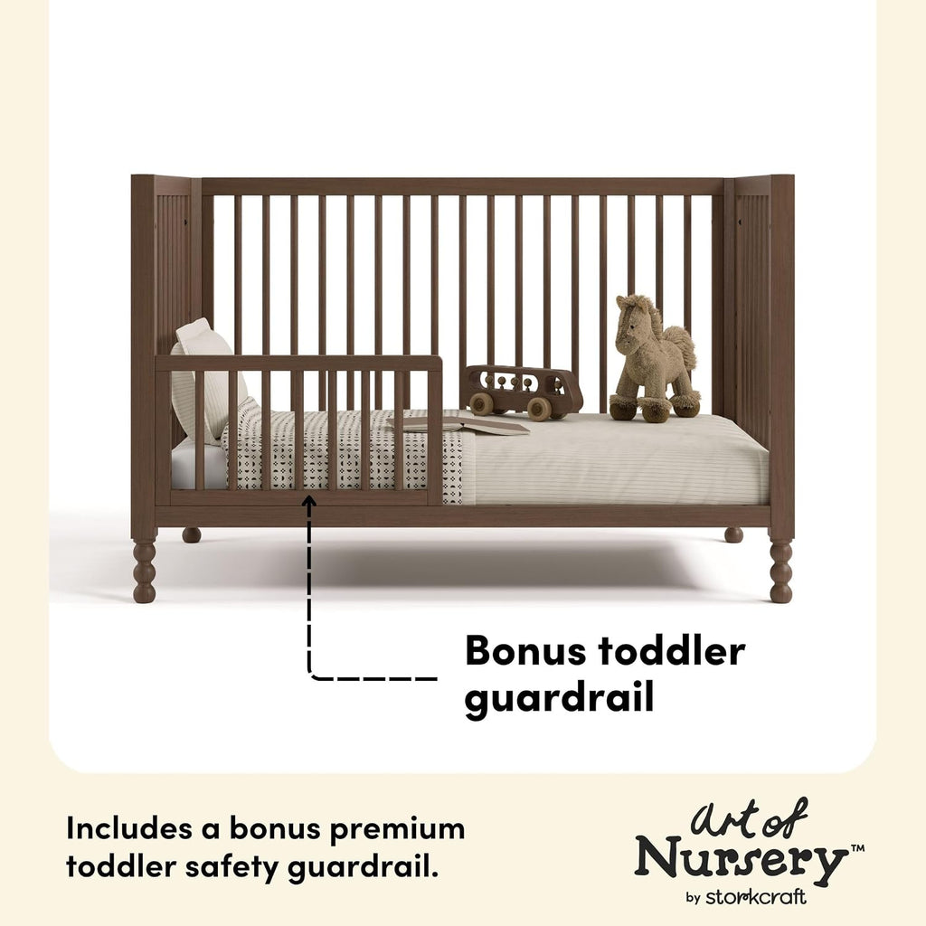 Storkcraft Rio 5-in-1 Convertible Crib and Toddler Guardrail, Hazelnut