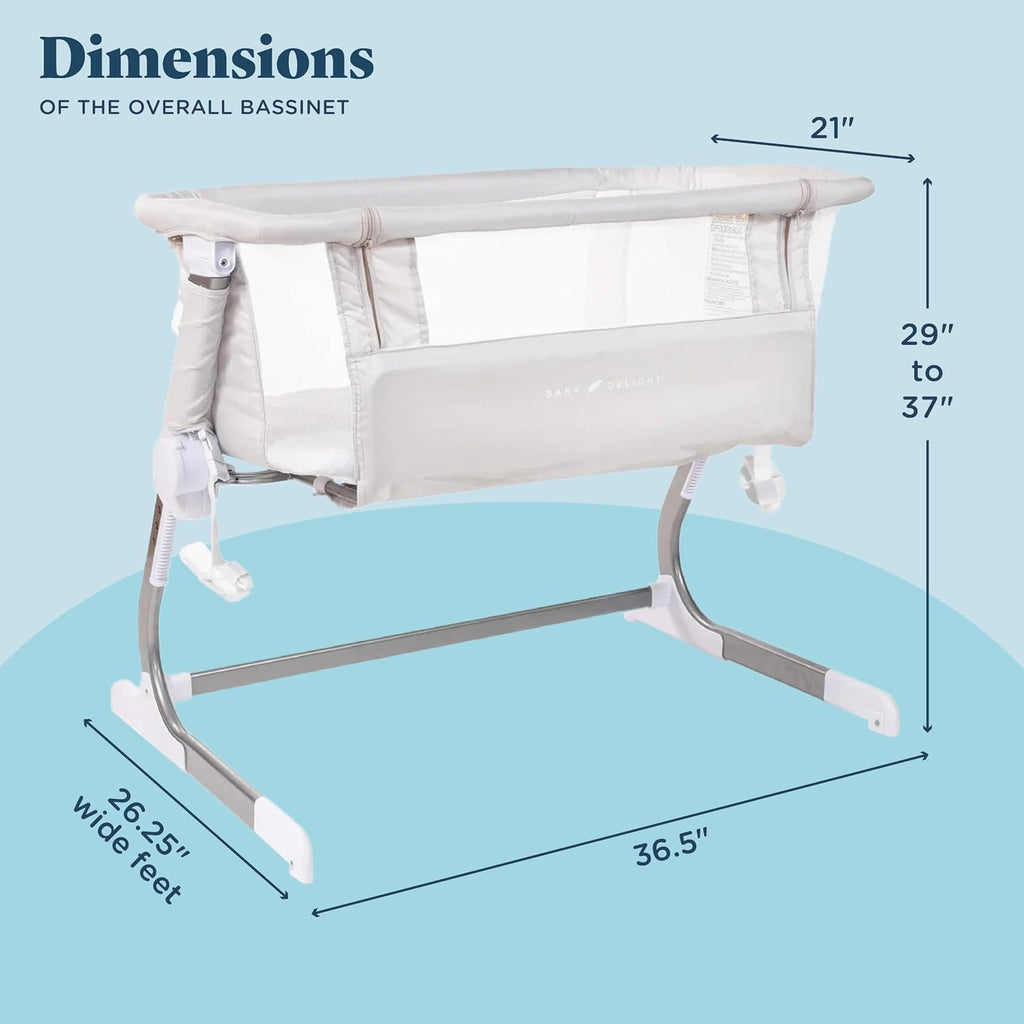 Baby Delight Beside Me Dreamer Bassinet | Bedside Sleeper | 7-Position Height Adjustment | Driftwood Grey