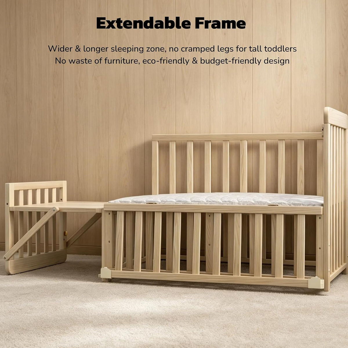Baby Bassinets for Newborns, Solid Wood Mini Baby Crib, Natural