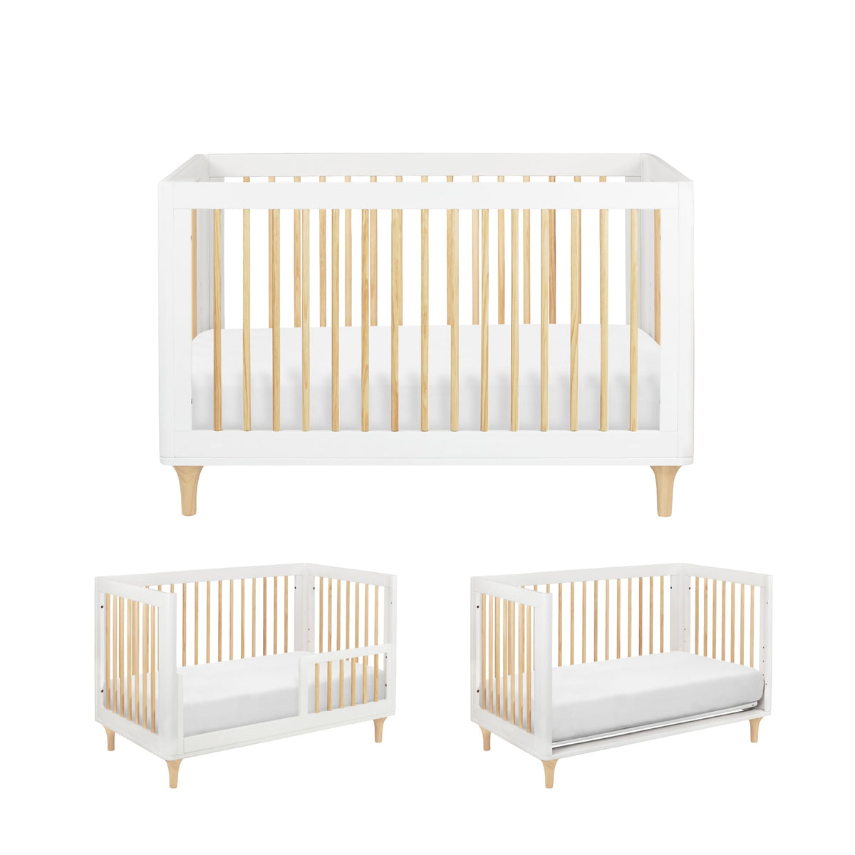 babyletto Lolly 3-in-1 Convertible Baby Crib, White and Natural