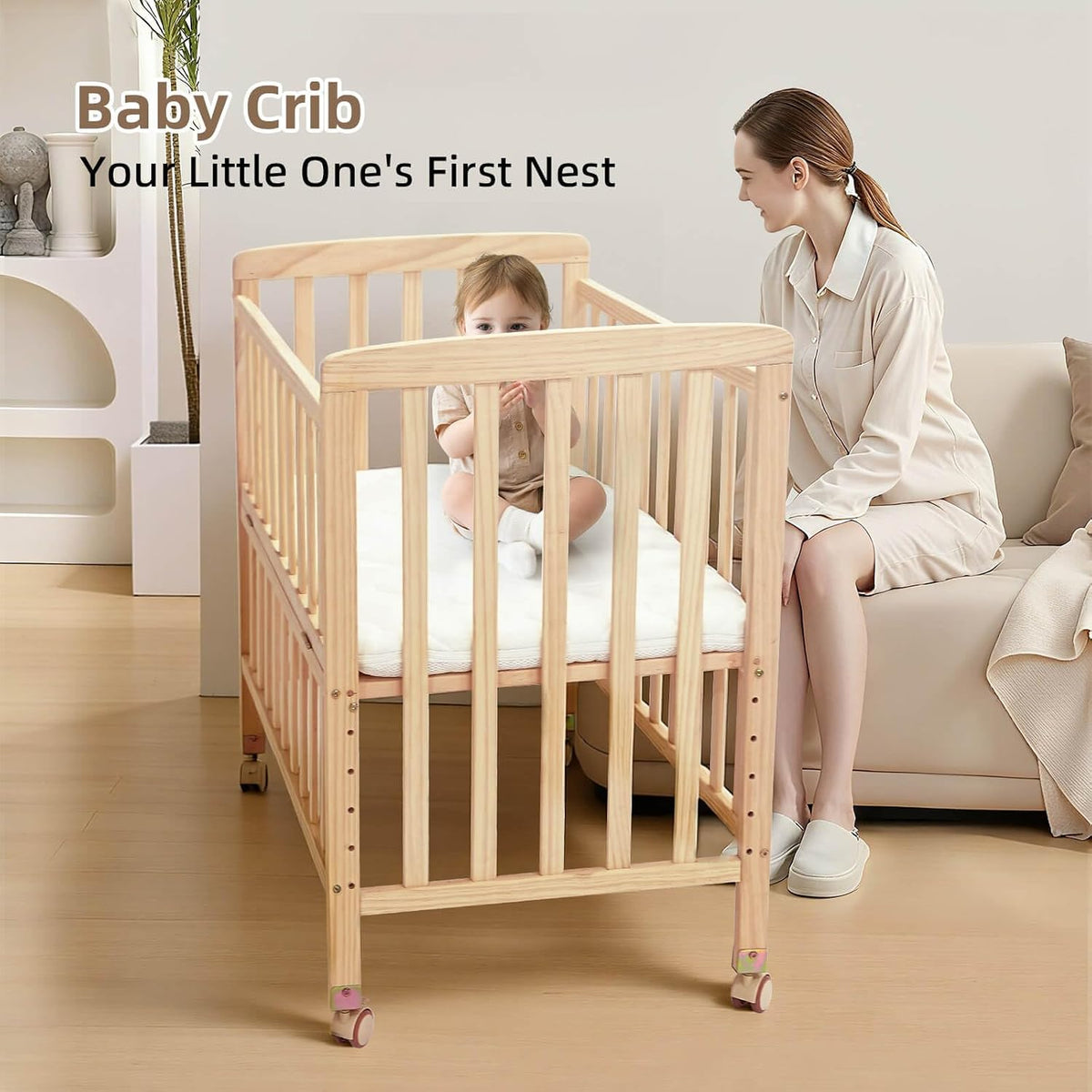 Flwrgirl Baby Bassinet Bedside Sleeper,Portable Mini Baby Crib